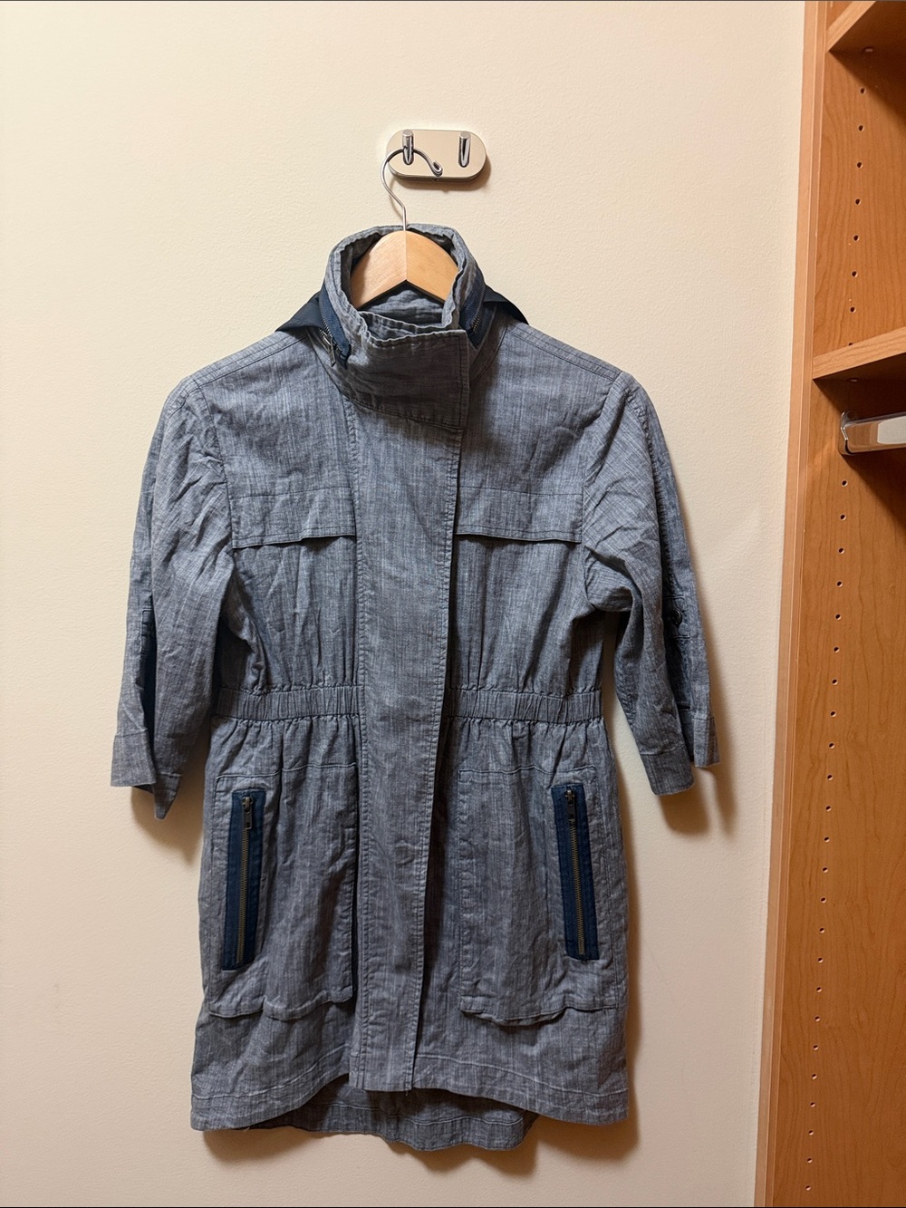 Ali Ro Gray Utility Jacket with Navy Zip Details